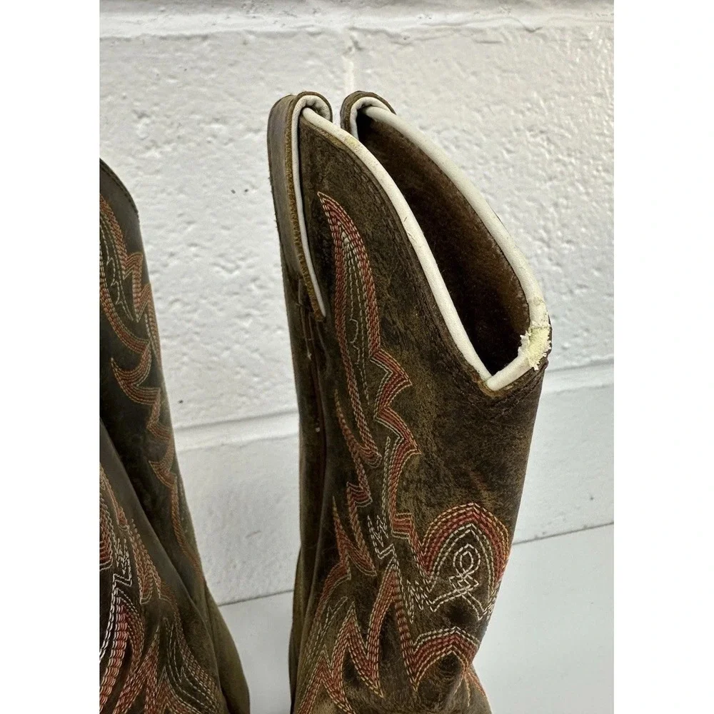Justin Stampede Collection Kids Cowboy Boots  / Tan Clover Brown / Boys Size 2.5